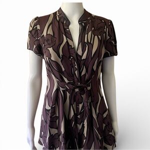 BCBGMaxAzria Purple and Cream Floral Top